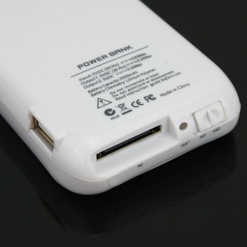 White detachable iphone 4/4S 3000nAh back cover charge and the charger LED indicator