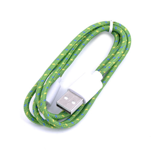Bold braided cable is suitable for the iphone 5 Green