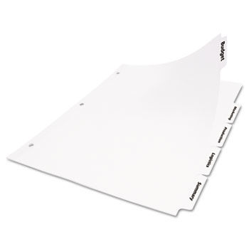 Office Essentials White Label Dividers, 5-Tab, 11 x 8-1/2, White, 25 Sets/Pack