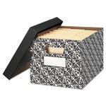 STOR/FILE Decorative Medium-Duty Storage Boxes, Letter, Black/White Brocade