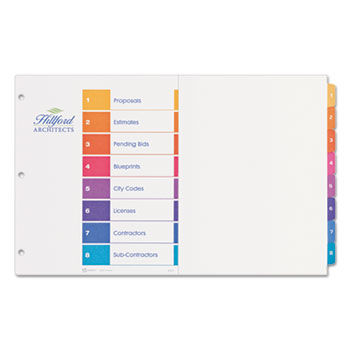 Ready Index Table/Contents Dividers, 8-Tab, 1-8, 11 x 17, Assorted, Set