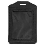 Leather-Look Badge Holder, 3 x 4, Vertical, Black, 5/PK