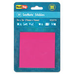 Transparent Film Sticky Notes, 3 x 3, Neon Pink, 12 50-Sheet Pads