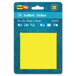 Transparent Film Sticky Notes, 3 x 3, Neon Yellow, 12 50-Sheet Pads