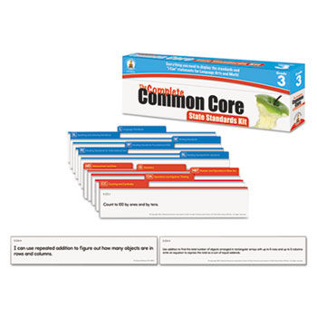 Common Core State Standard Pocket Chart Cards, Language Arts & Math, Grade 3