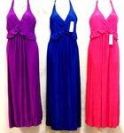 Solid Color Halter Long Dresses with Ruffle Waist Case Pack 12