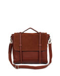 VIVILLI Vintage Preppy Style Leather Handbag-Brown