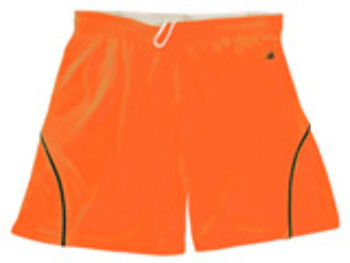 Badger B-Core Ladies ""Closer"" 6"" Athletic Shorts Safety Orange/ Black XS