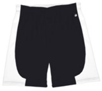 Badger B-Core ""Turn 2"" Ladies Color Block 6"" Athletic Shorts Black/ White XL