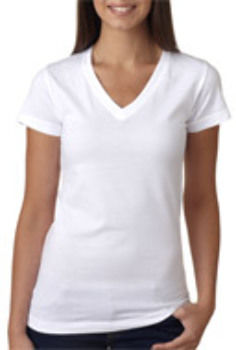 LA T Ladies' V-Neck T-Shirt White L
