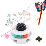 Interactive Motion Cat Toy with Sound, Track Ball w/ Cantip Pouch, Automatic Butterfly Teaser, Peek A Boo Feather, & Adjustable Laser Pointer - Rechargeable, Durable, and Engaging Play for Indoor Cats -  Whack-A-Mole Track Ball Exercise Wheel