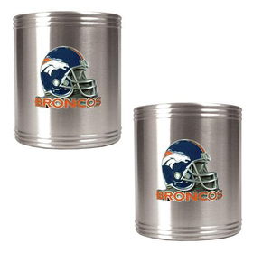 Denver Broncos NFL 2pc Stainless Steel Can Holder Set- Helmet Logodenver 