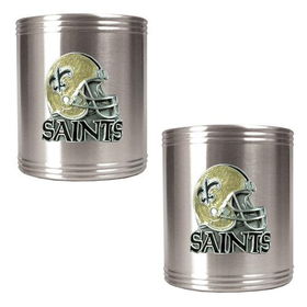 New Orleans Saints NFL 2pc Stainless Steel Can Holder Set- Helmet Logoorleans 