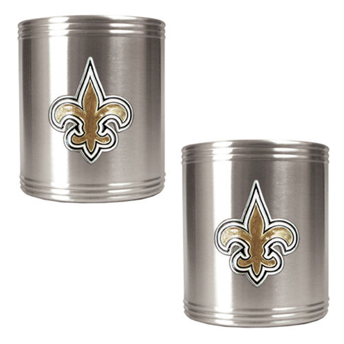 New Orleans Saints NFL 2pc Stainless Steel Can Holder Set- Primary Logoorleans 