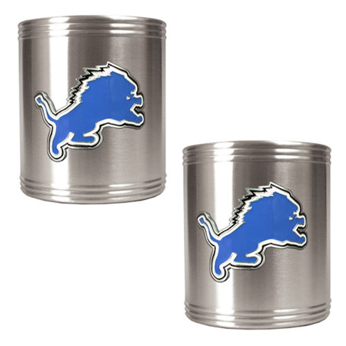 Detroit Lions NFL 2pc Stainless Steel Can Holder Set- Primary Logo