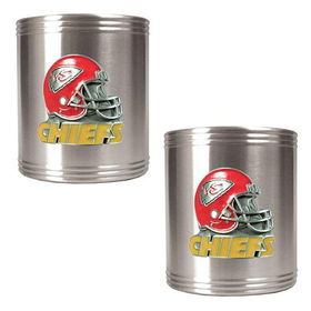 Kansas City Chiefs NFL 2pc Stainless Steel Can Holder Set- Helmet Logokansas 