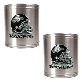 Baltimore Ravens NFL 2pc Stainless Steel Can Holder Set- Helmet Logobaltimore 