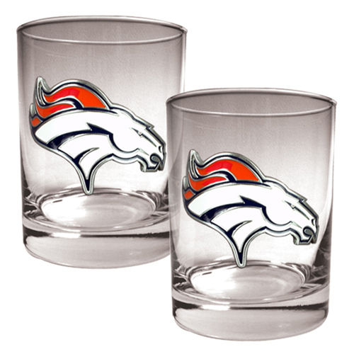 Denver Broncos NFL 2pc Rocks Glass Set - Primary logodenver 