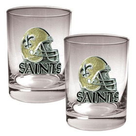 New Orleans Saints NFL 2pc Rocks Glass Set - Helmet logoorleans 