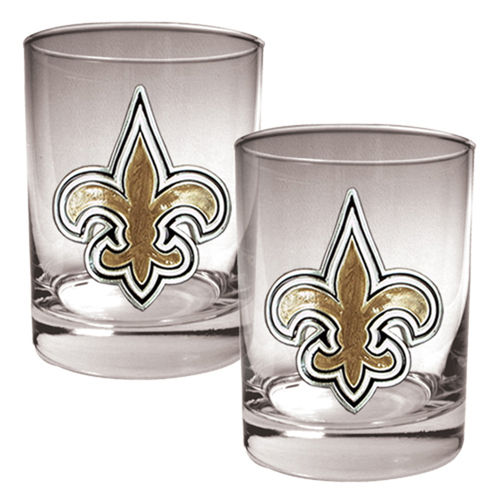 New Orleans Saints NFL 2pc Rocks Glass Set - Primary logoorleans 
