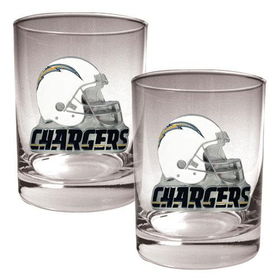 San Diego Chargers NFL 2pc Rocks Glass Set - Helmet logosan 