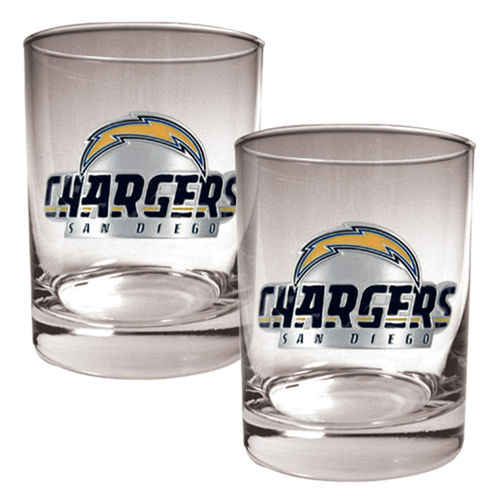 San Diego Chargers NFL 2pc Rocks Glass Set - Primary logosan 