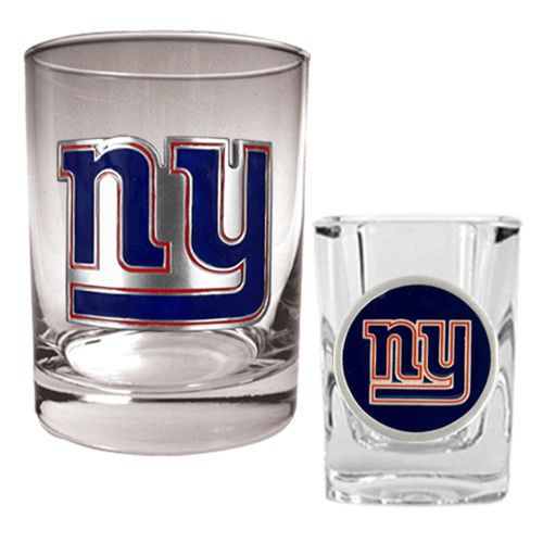 New York Giants NFL Rocks Glass & Shot Glass Set - Primary logoyork 