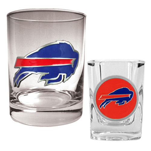 Buffalo Bills NFL Rocks Glass & Shot Glass Set - Primary logobuffalo 