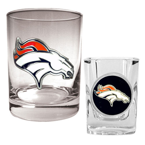 Denver Broncos NFL Rocks Glass & Shot Glass Set - Primary logodenver 