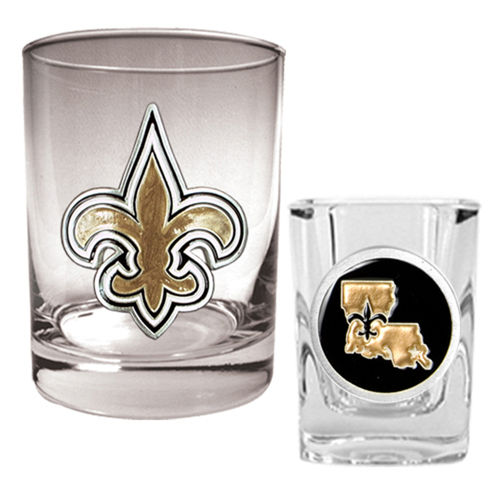 New Orleans Saints NFL Rocks Glass & Shot Glass Set - Primary logo