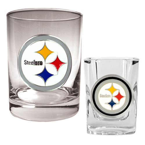 Pittsburgh Steelers NFL Rocks Glass & Shot Glass Set - Primary logopittsburgh 