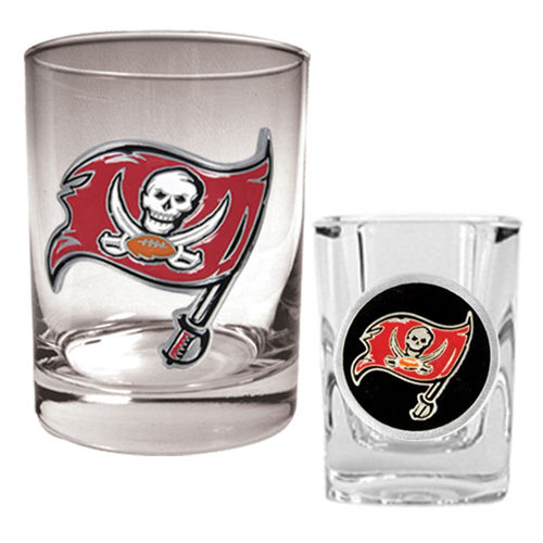 Tampa Bay Buccaneers NFL Rocks Glass & Shot Glass Set - Primary logotampa 