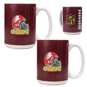 Kansas City Chiefs NFL 2pc Gameball Ceramic Mug Set - Helmet logokansas 