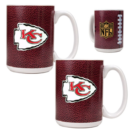 Kansas City Chiefs NFL 2pc Gameball Ceramic Mug Set - Primary logokansas 