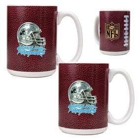 Carolina Panthers NFL 2pc Gameball Ceramic Mug Set - Helmet logocarolina 