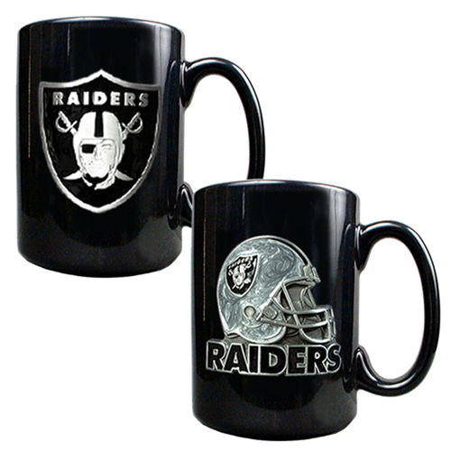 Oakland Raiders NFL 2pc Coffee Mug Set-Helmet/Primary Logo