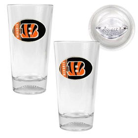 Cincinnati Bengals NFL 2pc Pint Ale Glass Set with Football Bottom - Oval Logocincinnati 