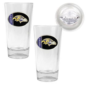 Baltimore Ravens NFL 2pc Pint Ale Glass Set with Football Bottom - Oval Logobaltimore 
