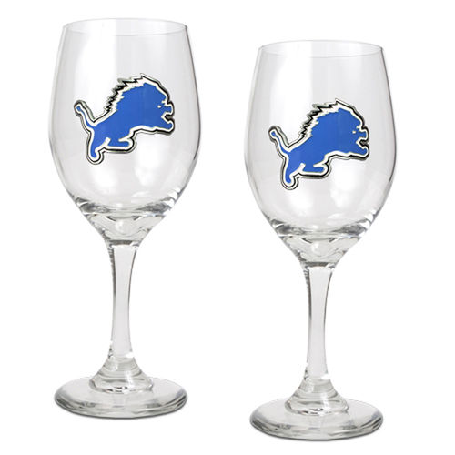 Detroit Lions NFL 2pc Wine Glass Set - Primary Logo