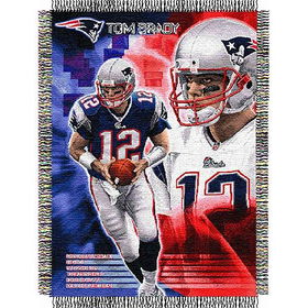 Tom Brady #12 New England Patriots NFL Woven Tapestry Throw Blanket (48x60")"tom 