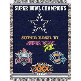 Dallas Cowboys NFL Super Bowl Commemorative Woven Tapestry Throw (48x60")"dallas 