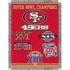 San Francisco 49ers NFL Super Bowl Commemorative Woven Tapestry Throw (48x60")"san 