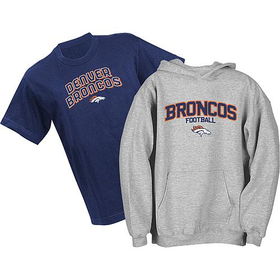 Denver Broncos NFL Youth Belly Banded Hooded Sweatshirt and T-Shirt Combo Pack (Small)denver 